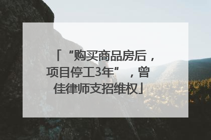 “购买商品房后，项目停工3年”，曾佳律师支招维权