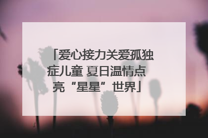 爱心接力关爱孤独症儿童 夏日温情点亮“星星”世界