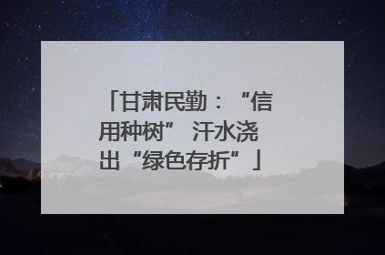 甘肃民勤：“信用种树” 汗水浇出“绿色存折”