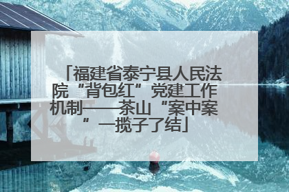 福建省泰宁县人民法院“背包红”党建工作机制——茶山“案中案”一揽子了结