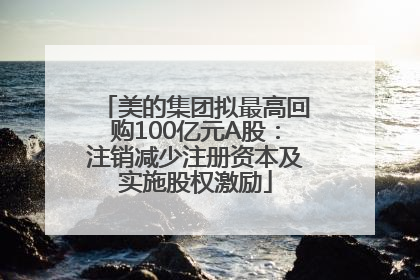 美的集团拟最高回购100亿元A股：注销减少注册资本及实施股权激励