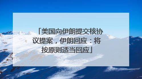 美国向伊朗提交核协议提案，伊朗回应：将按原则适当回应