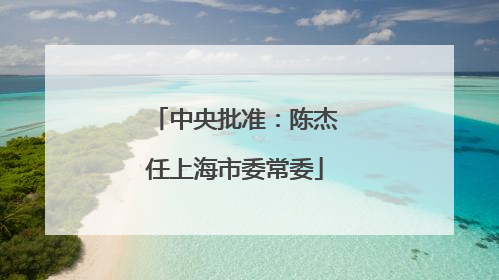 中央批准：陈杰任上海市委常委