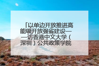 以单边开放推进高能级开放强省建设——访香港中文大学（深圳）公共政策学院院长郑永年