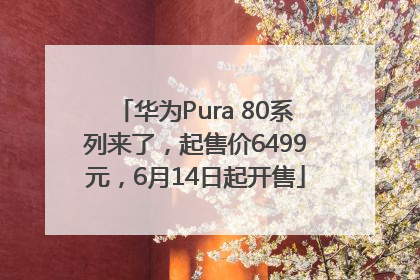 华为Pura 80系列来了，起售价6499元，6月14日起开售
