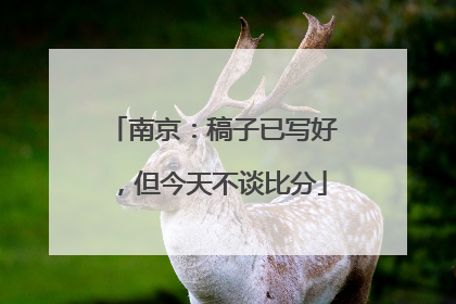 南京：稿子已写好，但今天不谈比分
