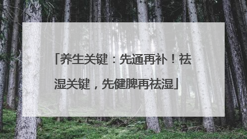 养生关键：先通再补！祛湿关键，先健脾再祛湿