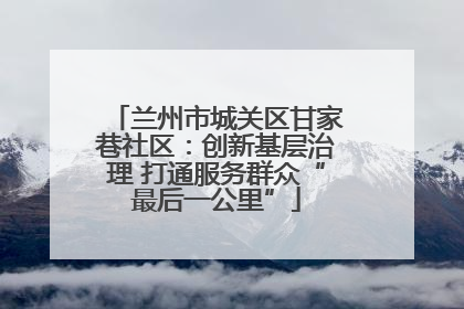 兰州市城关区甘家巷社区：创新基层治理 打通服务群众“最后一公里”