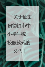 关于征集景德镇市中小学生统一校服款式的公告