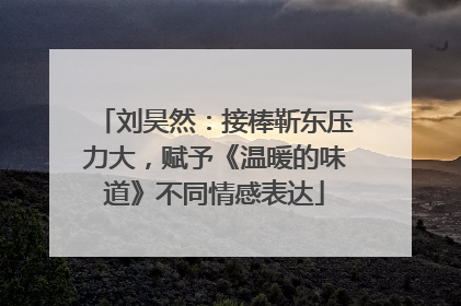刘昊然：接棒靳东压力大，赋予《温暖的味道》不同情感表达