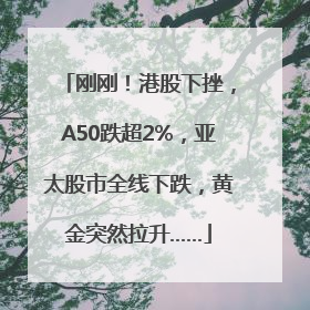 刚刚！港股下挫，A50跌超2%，亚太股市全线下跌，黄金突然拉升……