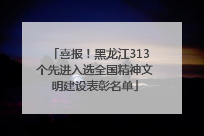 喜报！黑龙江313个先进入选全国精神文明建设表彰名单