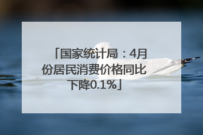 国家统计局：4月份居民消费价格同比下降0.1%