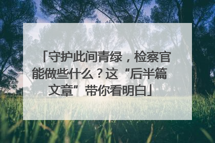 守护此间青绿，检察官能做些什么？这“后半篇文章”带你看明白