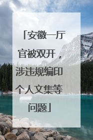 安徽一厅官被双开，涉违规编印个人文集等问题