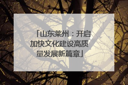 山东莱州：开启加快文化建设高质量发展新篇章