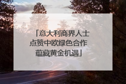 意大利商界人士点赞中欧绿色合作蕴藏黄金机遇
