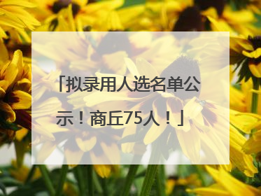 拟录用人选名单公示！商丘75人！