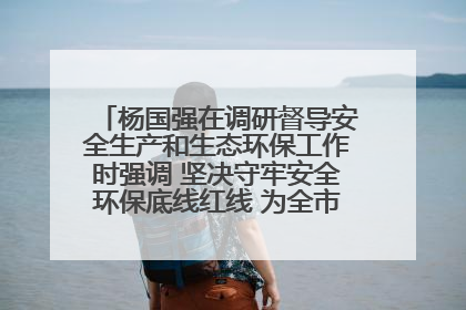 杨国强在调研督导安全生产和生态环保工作时强调 坚决守牢安全环保底线红线 为全市经济社会高质量发展提供坚强保障