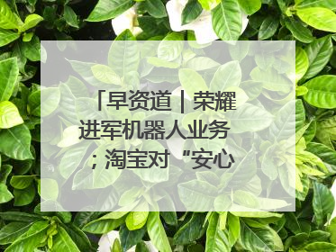 早资道｜荣耀进军机器人业务；淘宝对“安心鉴”服务进行逐步下线调整