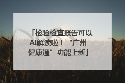 检验检查报告可以AI解读啦！“广州健康通”功能上新