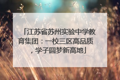 江苏省苏州实验中学教育集团：一校三区高品质，学子圆梦新高地