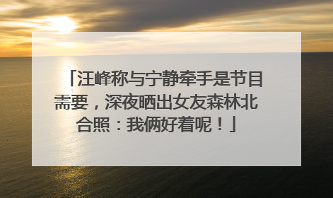 汪峰称与宁静牵手是节目需要，深夜晒出女友森林北合照：我俩好着呢！