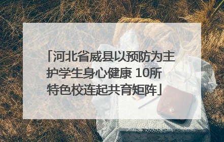 河北省威县以预防为主护学生身心健康 10所特色校连起共育矩阵