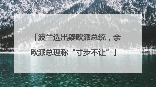 波兰选出疑欧派总统，亲欧派总理称“寸步不让”
