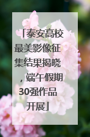 泰安高校最美影像征集结果揭晓，端午假期30强作品开展