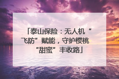 泰山保险：无人机“飞防”赋能，守护樱桃“甜蜜”丰收路