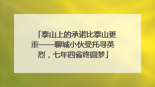 泰山上的承诺比泰山更重——聊城小伙受托寻英烈，七年四省终圆梦
