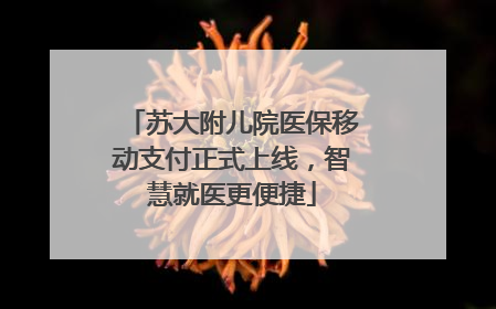 苏大附儿院医保移动支付正式上线，智慧就医更便捷