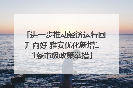 进一步推动经济运行回升向好 雅安优化新增11条市级政策举措