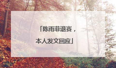 陈雨菲退赛，本人发文回应