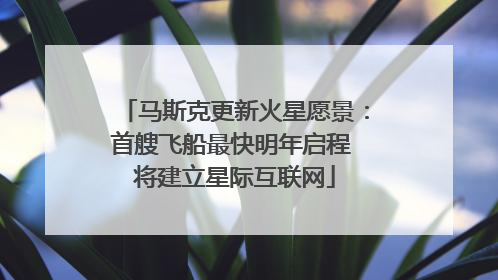 马斯克更新火星愿景：首艘飞船最快明年启程 将建立星际互联网